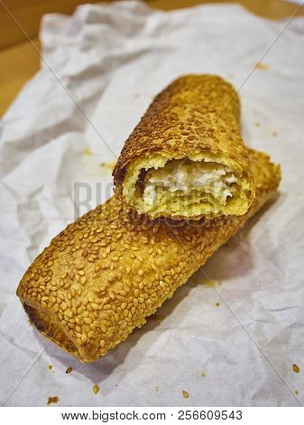 A Traditional Turkish Borek. Crispy Pastry With Feta Cheese.