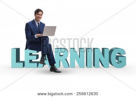 Businessman in telelearning concept with laptop