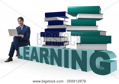 Businessman in telelearning concept with laptop