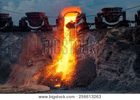 Domestic Slag Discharge At The Iron Foundry, Industrial Landscape