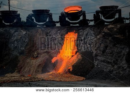 Domestic Slag Discharge At The Iron Foundry, Industrial Landscape