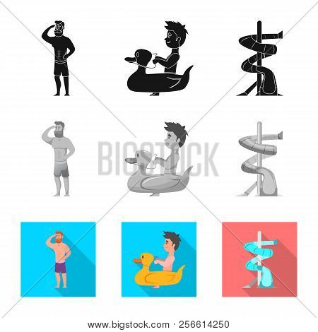 Isolated Object Of Pool And Swimming Logo. Collection Of Pool And Activity Stock Symbol For Web.