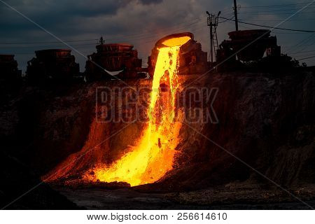 Domestic Slag Discharge At The Iron Foundry, Industrial Landscape
