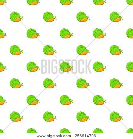 Cabbage And Carrots Pattern. Cartoon Illustration Of Cabbage And Carrots Pattern For Web