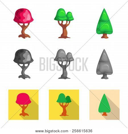 Vector Design Of Tree And Nature Icon. Collection Of Tree And Crown Stock Vector Illustration.
