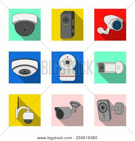 Vector Design Of Cctv And Camera Sign. Set Of Cctv And System Stock Symbol For Web.