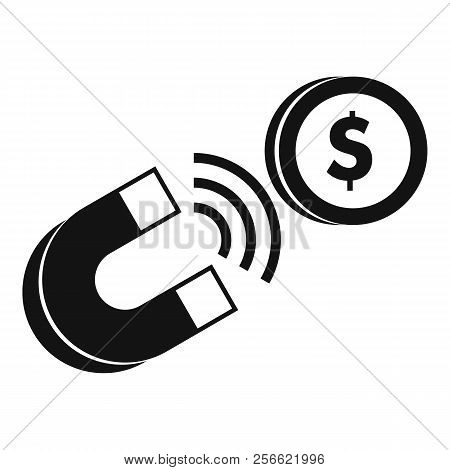 Magnet With Coin Icon. Simple Illustration Of Magnet With Coin Icon For Web