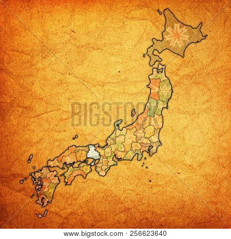 Hyogo Flag Of Troms Prefecture On Map With Administrative Divisions And Borders Of Japan