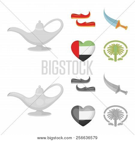 Eastern Shoes, Dagger, The Heart Of The Emirates, Palm Jumeirah.arab Emirates Set Collection Icons I