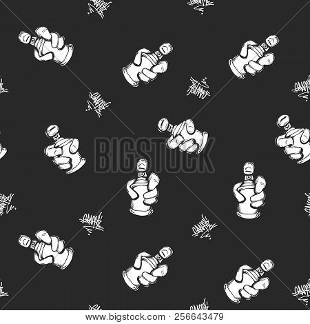 Graffiti Pattern With Spray Paint, Vector Print Design For T-shirt