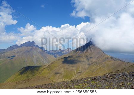 Grand Alpine Mountain Range During Summer On A Hiking Trail Leading From Juta To Chaukhi Pass, Cauca