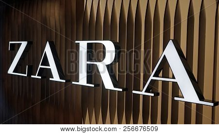 Sydney, Australia - May 23, 2018: Zara Logo In Sydney From The Store On Market Street. Zara Is One O