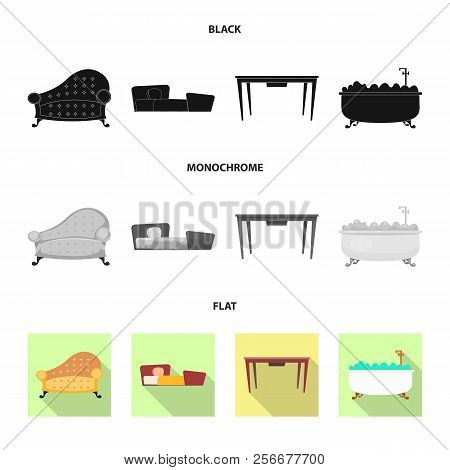 Vector Design Of Furniture And Apartment Sign. Collection Of Furniture And Home Vector Icon For Stoc