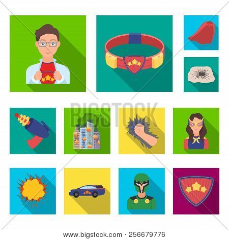 A Fantastic Superhero Flat Icons In Set Collection For Design. Superhero's Equipment Vector Symbol S
