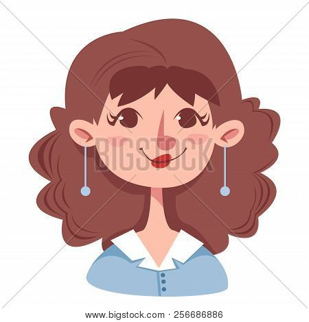 Portrait Of A Girl In A Cartoon Style. Vector Illustration.