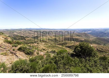 Panoramic View Over The Coa Valley From The Chapel Of St Gabriel Near The Historic Village Of Castel