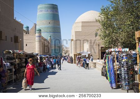 Khiva, Uzbekistan - August 26, 2018: Kalta Minor Minaret In Khiva, Khorezm Region, Uzbekistan.