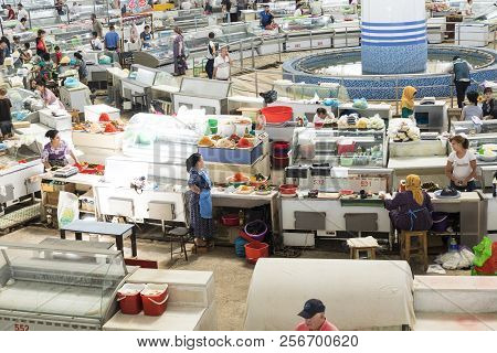 Tashkent, Uzbekistan - August 22, 2018: Interior Of Chorsu Bazaar, In Tashkent, Uzbekistan.