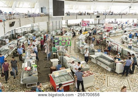 Tashkent, Uzbekistan - August 22, 2018: Interior Of Chorsu Bazaar, In Tashkent, Uzbekistan.