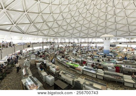Tashkent, Uzbekistan - August 22, 2018: Interior Of Chorsu Bazaar, In Tashkent, Uzbekistan.
