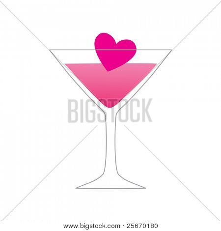 symbol of love - love of a drink - a glass with a heart