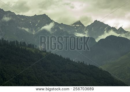 Cloud On The Hill Forest And Top Mountain
