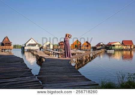 floating village on lake Bokod, Hungary