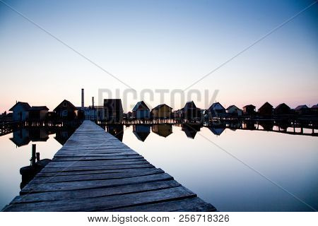 floating village on lake Bokod, Hungary