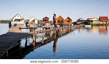 floating village on lake Bokod, Hungary