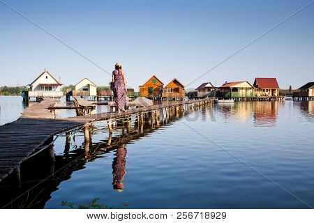 floating village on lake Bokod, Hungary