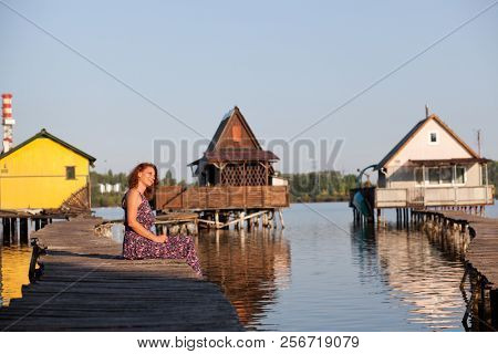floating village on lake Bokod, Hungary