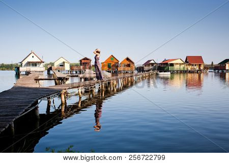 floating village on lake Bokod, Hungary