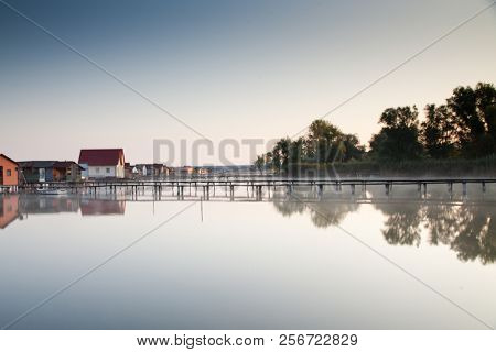 floating village on lake Bokod, Hungary