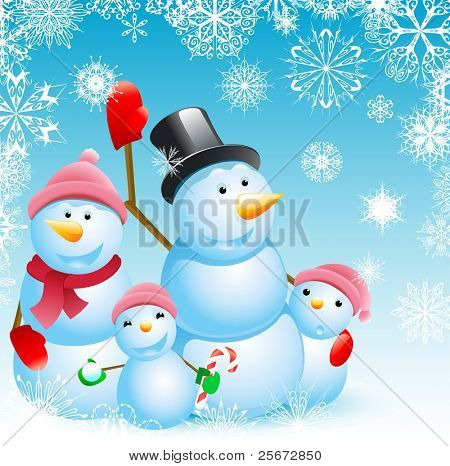 family of snowman christmas background