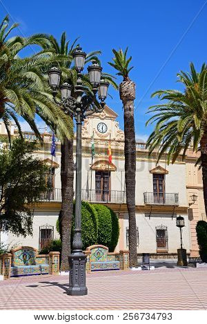 Front View Of The Town Hall In The Plaza De La Laguna, Ayamonte, Huelva Province, Andalucia, Spain, 