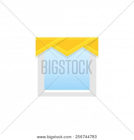 Yellow Triangle Pelmet. Vector Illustration. Flat Icon Of Fabric Valance. Element Of Home & Office T