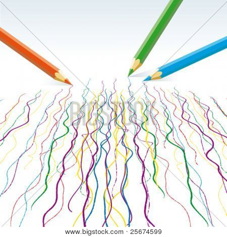 Vector kleur potloden golvende lijnen tekenen