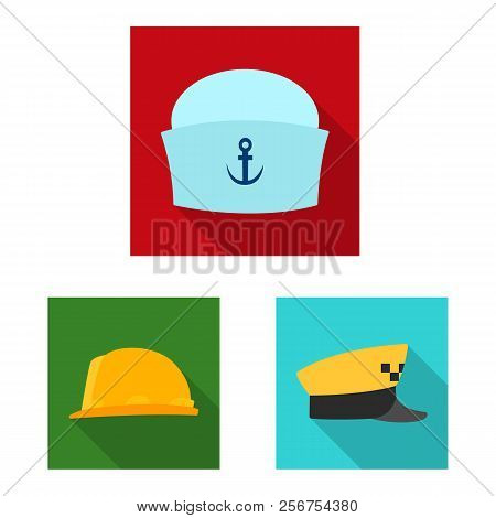 Vector Design Of Headwear And Cap Logo. Set Of Headwear And Accessory Vector Icon For Stock.