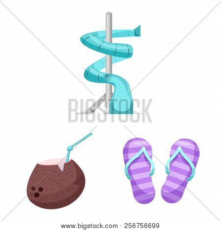 Vector Illustration Of Pool And Swimming Logo. Set Of Pool And Activity Vector Icon For Stock.