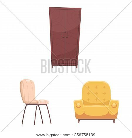 Vector Illustration Of Furniture And Apartment Sign. Collection Of Furniture And Home Stock Vector I