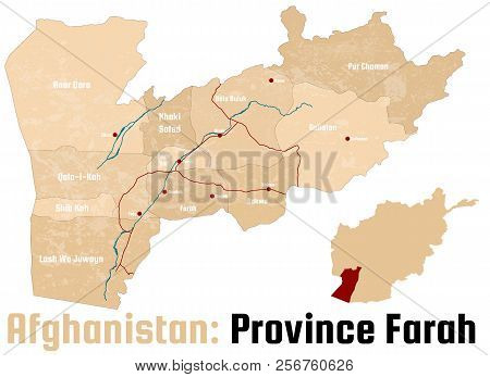 Large And Detailed Map Of The Afghan Province Of Farah.