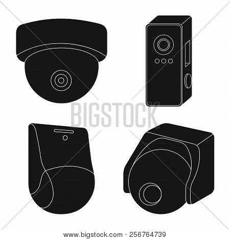Vector Design Of Cctv And Camera Sign. Set Of Cctv And System Vector Icon For Stock.