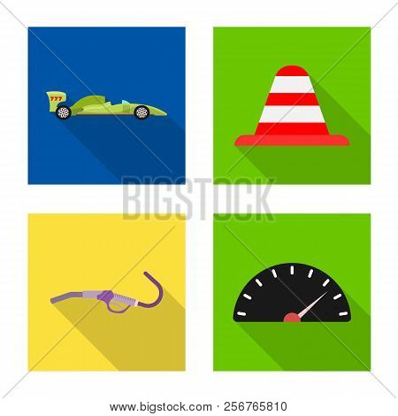 Isolated Object Of Car And Rally Sign. Collection Of Car And Race Stock Vector Illustration.