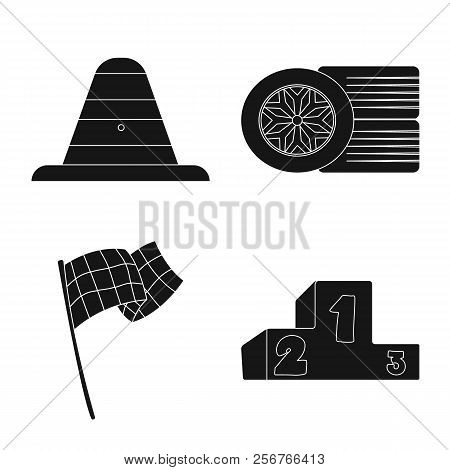 Vector Design Of Car And Rally Symbol. Set Of Car And Race Vector Icon For Stock.