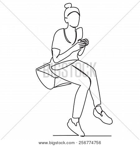 Continuous Single Line One Morning, Breakfast, Meal Character At The Table. Coffee, Fried Eggs, Tea,