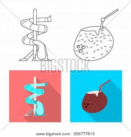 Vector Illustration Of Pool And Swimming Symbol. Set Of Pool And Activity Vector Icon For Stock.