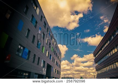 Boeblingen,germany - July 15,2017: Flugfeld This Is The Part Of The Business Area.there Are Shops,ba