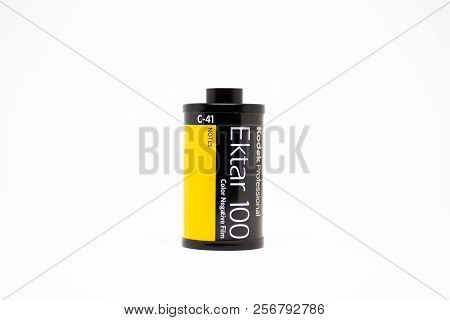 Bangkok-thailand, May 13, 2018 : Photograph Of A Roll Of Kodak Ektar 100 Professional 135 Negative C