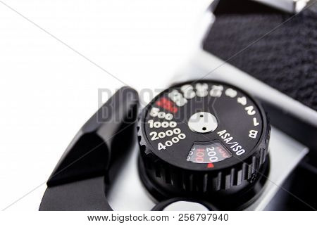 Shutter Speed And Iso/asa Dial Control Of The 135 Film Single Lens Reflect Camera On White Backgroun