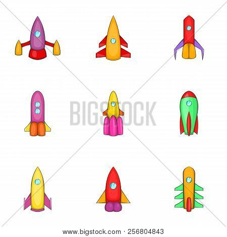 Rocket Ship Icons Set. Cartoon Illustration Of 9 Rocket Shipt Icons For Web